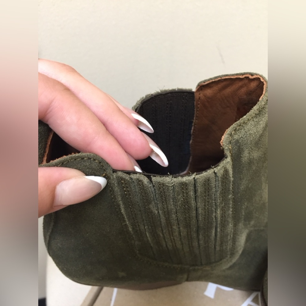 Olive Suede Chelsea Ankle Boots - Women's 7.5 - Picture 11 of 14